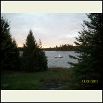 view from a little bit in front of cabin, to shared floating dock